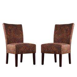 Duet Emma Paisley Upholstered Armless Chairs (Set of 2)  Overstock 
