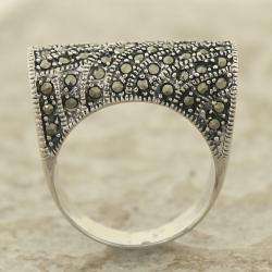 Sterling Silver and Marcasite Royal Wedge Ring (Thailand)   