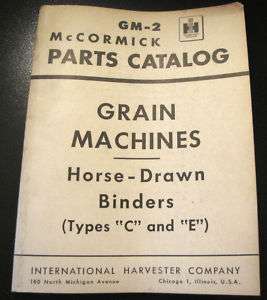 IH Harvest Grain Machine Horse Drawn Binder Part Manual  
