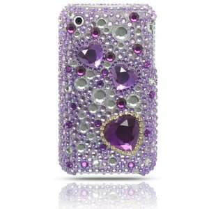 iPhone 3G and iPhone 3GS Full Diamond Graphic Case   Purple Heart 
