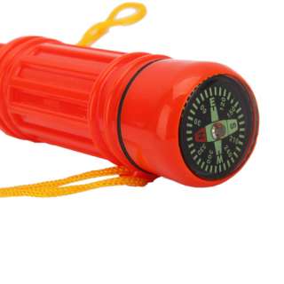in 1 Mini Pocket Compass Survival Whistle Orange  