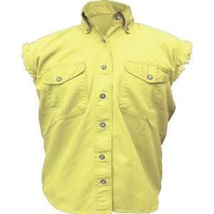  Ladies Yellow Cotton Twill Sleeveless Shirt Automotive