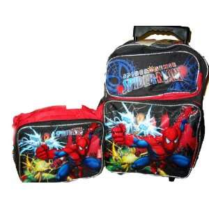 Marvel Spiderman Spider Sense Large Rolling Luggage Backpack bag Tote 