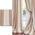 Light Brown/ Tan Striped Faux Silk Taffeta 96 inch Curtain Panel