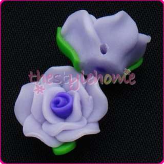 10 Handmade16mm Lavender Fimo Polymer Clay Flower Beads  