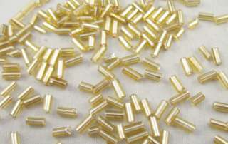 80g (3200pcs)gold lined tube glass seed beads W19538  