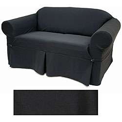 Solid Black Sofa Slipcover  