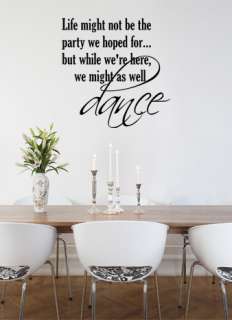 LIFE PARTY DANCE QUOTE VINYL WALL DECAL STICKER ART WORDS HOME DECOR 