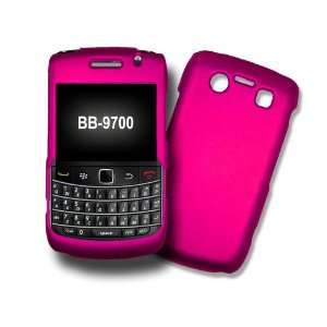  HOT PINK Blackberry Bold 9700 Hard Case, Rubber Feel Snap 