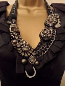 NEW Karen Millen Black Beaded Necklace Cocktail Party Pencil Dress 