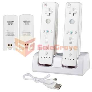 Battery+Dual Charger Charging Dock Station For Wii  