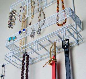 New White Metal Jewelry Door Hanging Closet Organizer Belts Necklaces 