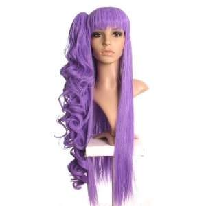   Purple Extra Long Wig with Clip in Curly Ponytail COSPLAY !: Beauty