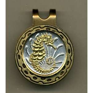 Gorgeous 2 Toned Gold on Silver Singapore Seahorse Coin   Golf Ball 