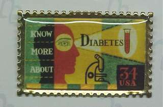 Diabetes Postage Stamp Lapel Pin Rare Collectible New  
