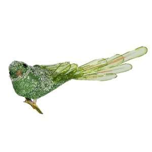  Bird Ornament   8 Light Green Beaded Bird w/Clip 6/Set 
