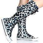   Knee High Boots Leopard Flat Punk Skate Womens Canvas Sneakers Size 5
