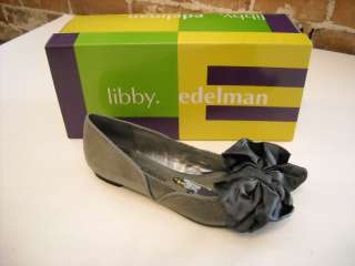 Libby Edelman GREY Kendra SATIN BOW Ballet Flat 9.5 NEW  