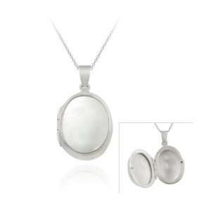  Silver Oval Mother Of Pearl Pendant Locket Glitzs 