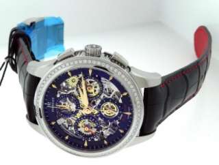   Perrelet A1010/12 Skeleton Chronograph Dual Time Diamond Watch + B & P