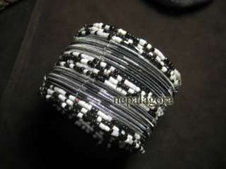 B1923 WIDE bead CUFF bangle bracelet indian jewelry  