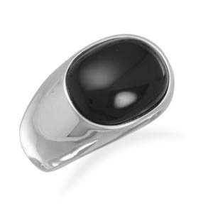    Stainless Steel and Black Onyx Ring, Sz 8 13, Size 8: Jewelry