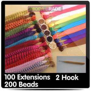   & SOLID SyNtHeTic FeAtHer HaiR ExtEnSioN 15 16 w/ 200 BeaDs,2 Hook