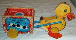 SUPER! VINTAGE 1952 FISHER PRICE MUSICAL DUCK PULL TOY  