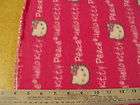 Fleece Fabric~ Hello Kitty is winking on deep pink Small print BTY