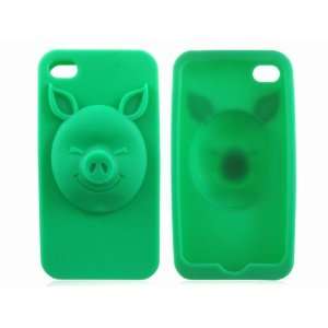  Green Piggy Animal Silicone Case Cover Skin for iPhone 4 
