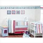Bacati Boys Stripes and Plaids Crib Bedding Set in Blue / Red / Tan