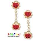 FuFoo 14k Gold   Enamel Lady Bug Childrens Drop Earrings