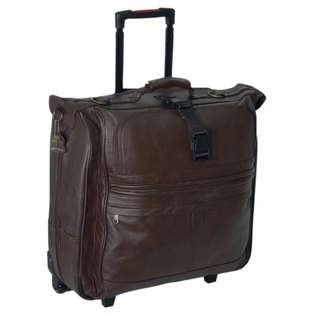   Leather Chestnut Brown 21 Inch Rolling Garment Bag 