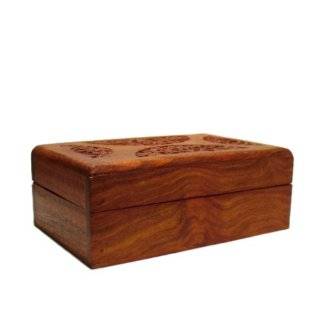 Rosewood Hand Carved Trinket Box from India, Assorted Patterns, 6x4