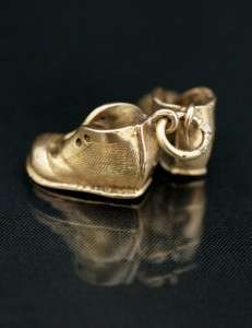 Vintage Georg Jensen 9ct 9k 9 carat Gold Baby Bootie Christening Charm 