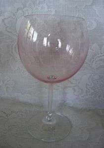 Pink/Peach Blown Glass Balloon Wine Goblet  MORE AVAIL.  