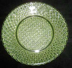   Pattern Glass Daisy Button Vaseline 10 1/2 Serving Tray Plate  