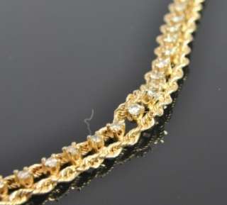  14K Yellow Gold 1.25 CT Diamond Tennis Rope Chain Bracelet 7  