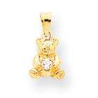 goldia 14k Gold White Zircon Birthstone Bear Charm