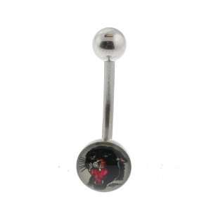 Genuine Ed Hardy Stainless Steel Belly Ring   Black Panther Logo in 