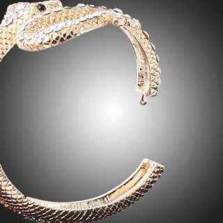 Clear Swarovski Crystal Snake hinged bangle Bracelet  