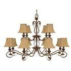 Nuvo 60/1171 2 Tier 12 Light Chandelier with Fabric Shades