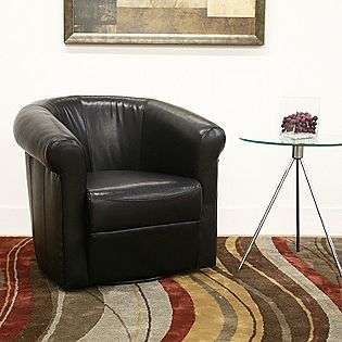 Julian Black Faux Leather Club Chair with 360 Degree Swivel  Baxton 
