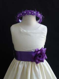 New IVORY PURPLE Christmas wedding flower girl dress  