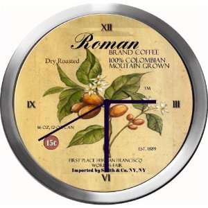  ROMAN 14 Inch Coffee Metal Clock Quartz Movement Kitchen 