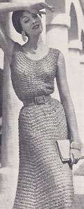 Vintage Knitting PATTERN Ribbon Evening Dress 1950s  