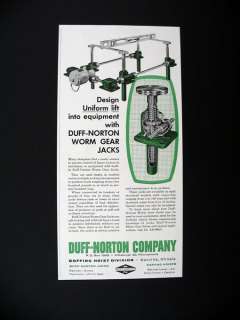 Duff Norton Worm Gear Jacks equipment lift jack 1960 print Ad 