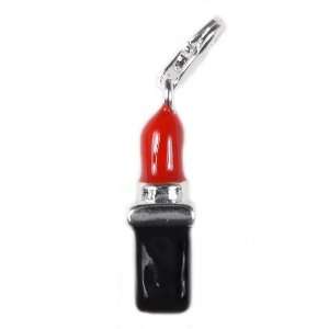  925 Sterling Silver Toned Charm Red Lipstick Jewelry