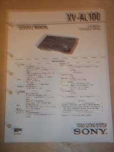 Sony Service Manual~XV AL100 Video Editing System  