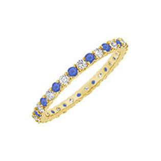 FineJewelryVault Sapphire and Diamond Eternity Bangle  14K White Gold 